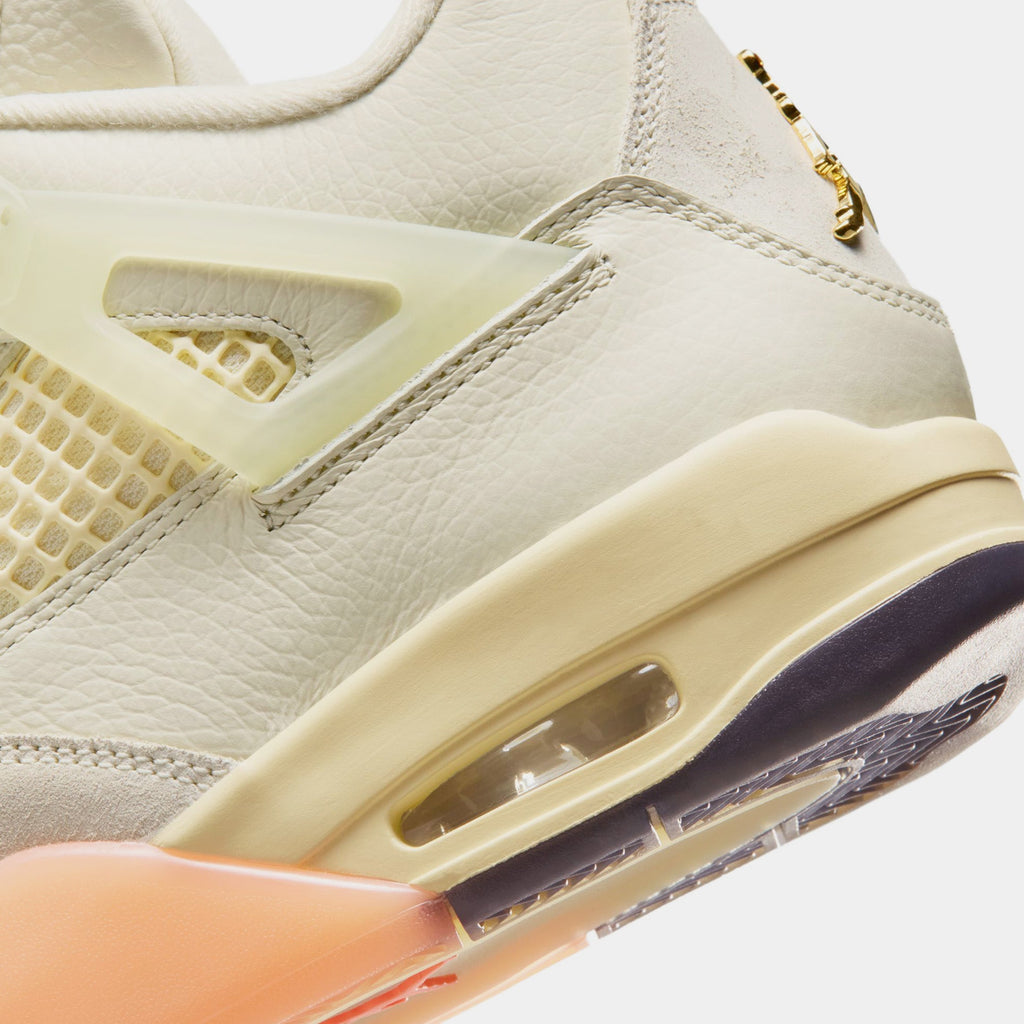 Air Jordan 4 Retro Birds of Paradise Womens Lifestyle Shoes (Coconut Milk/Metallic Gold/Muslin/Bright Mango/Sundial/Black)