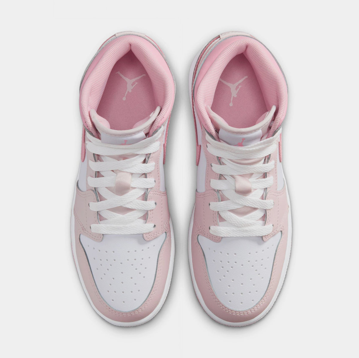 Air Jordan 1 Mid Grade School Lifestyle Shoes (Pearl Pink/Medium Soft Pink/White)