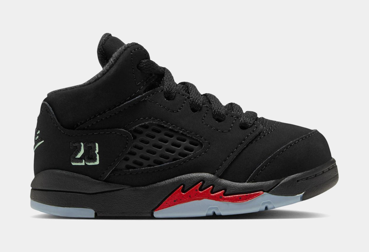 Air Jordan 5 Retro Halloween Infant Toddler Lifestyle Shoes (Black/Picante Red/Glow N The Dark)