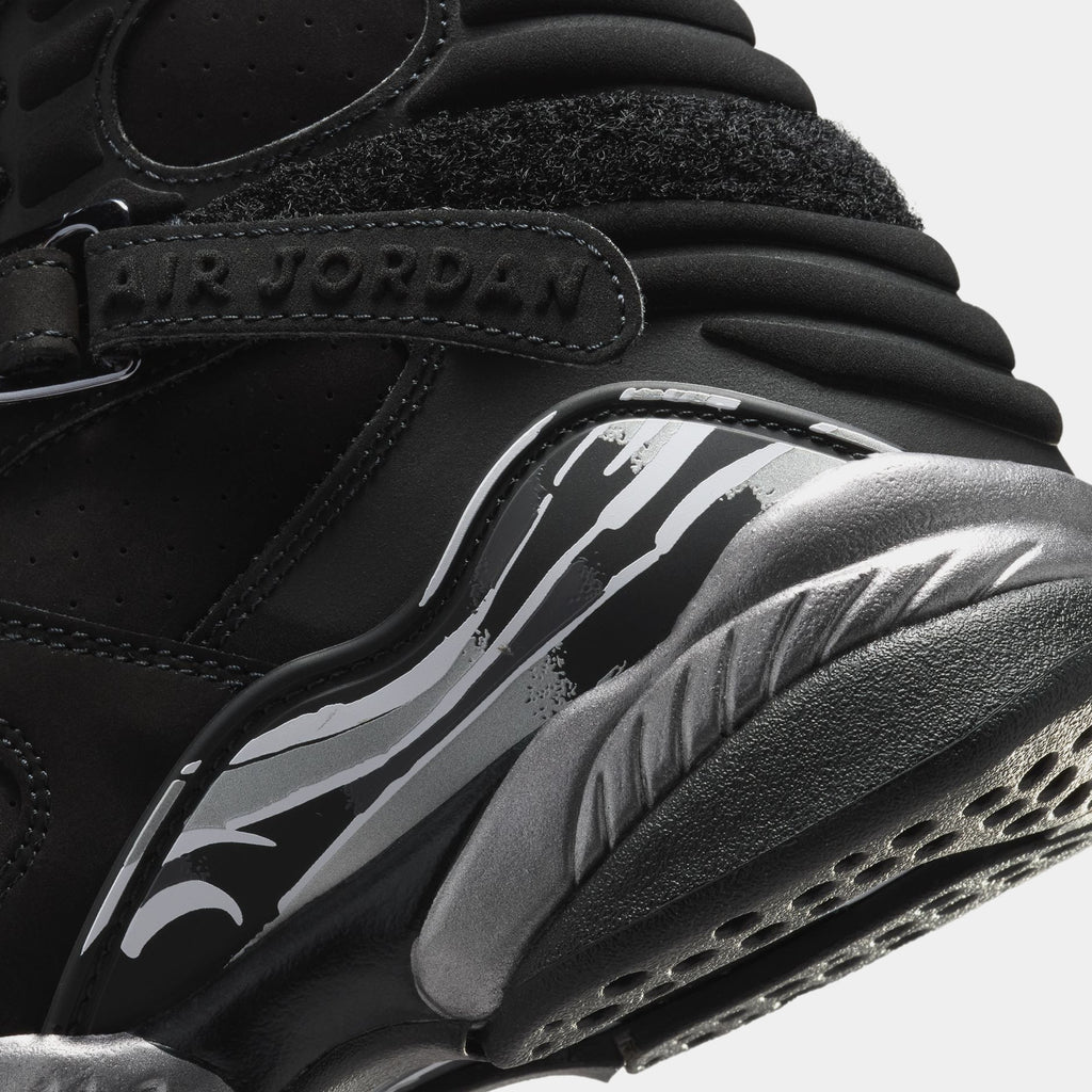 Air Jordan 8 Retro Chrome Black And Light Graphite Grade School Lifestyle Shoes (Black/White/Light Graphite) Free Shipping
