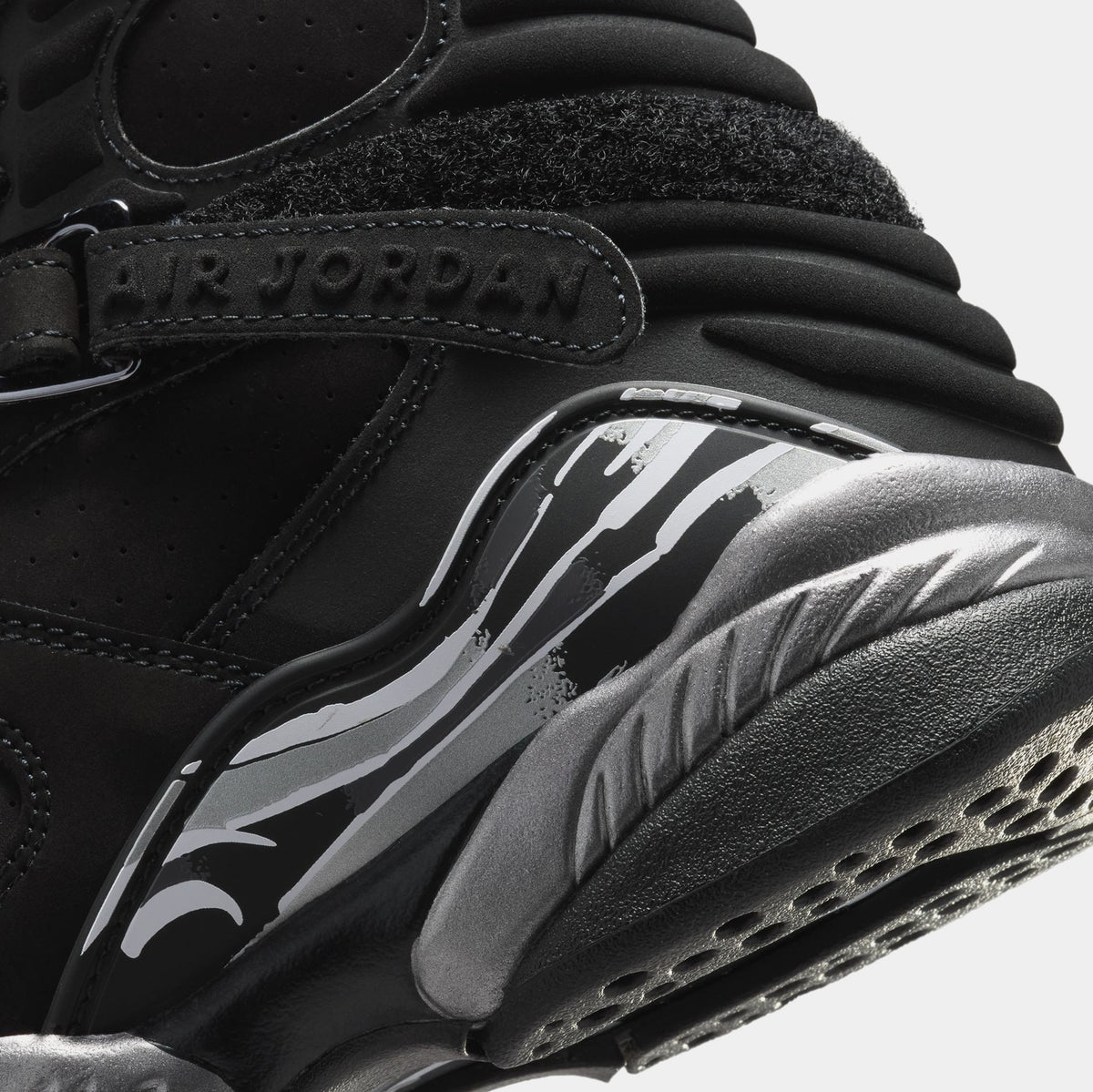 Air Jordan 8 Retro Chrome Black And Light Graphite Grade School Lifestyle Shoes (Black/White/Light Graphite) Free Shipping
