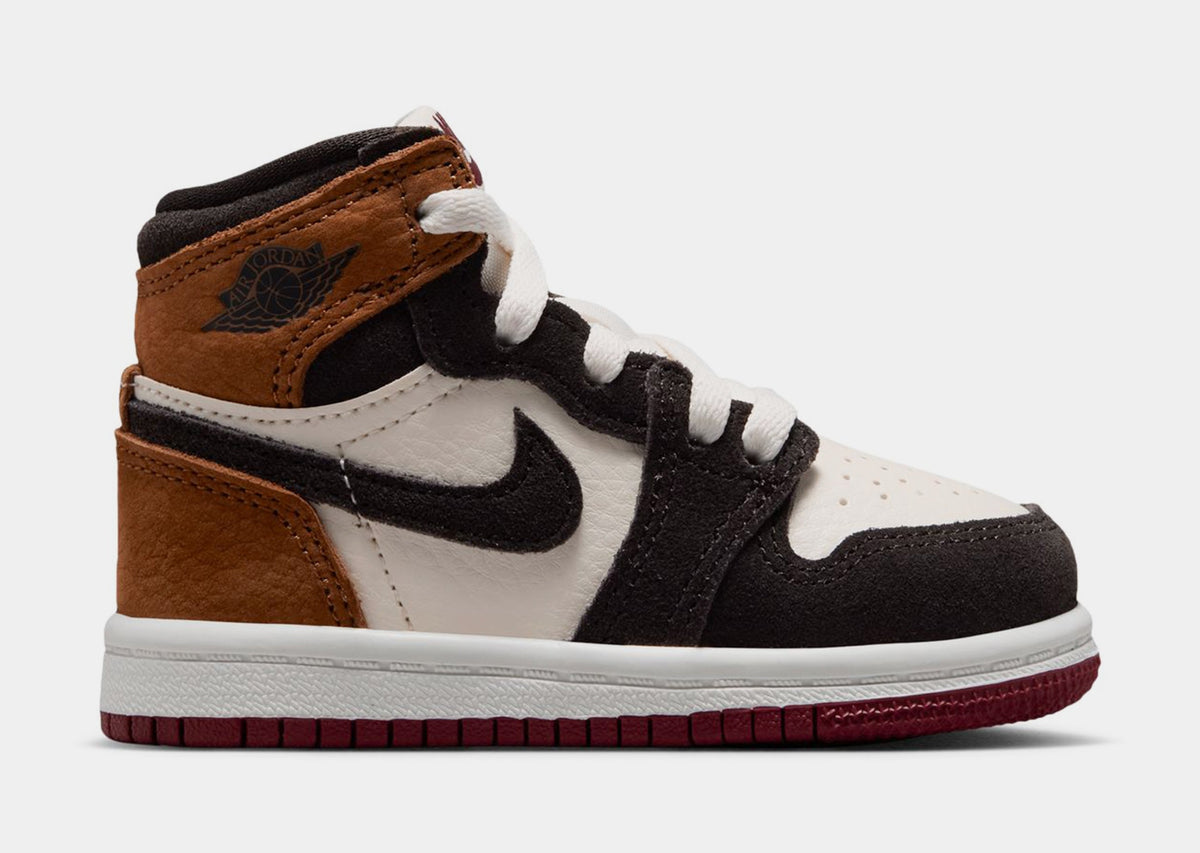 Air Jordan 1 Retro High OG Love Letter Infant Toddler Lifestyle Shoes (Shadow Brown/Team Red/Light British Tan) Free Shipping