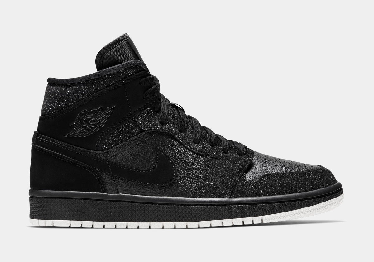 Air Jordan 1 Mid Black Womens Lifestyle Shoes (Black/White/Phantom)