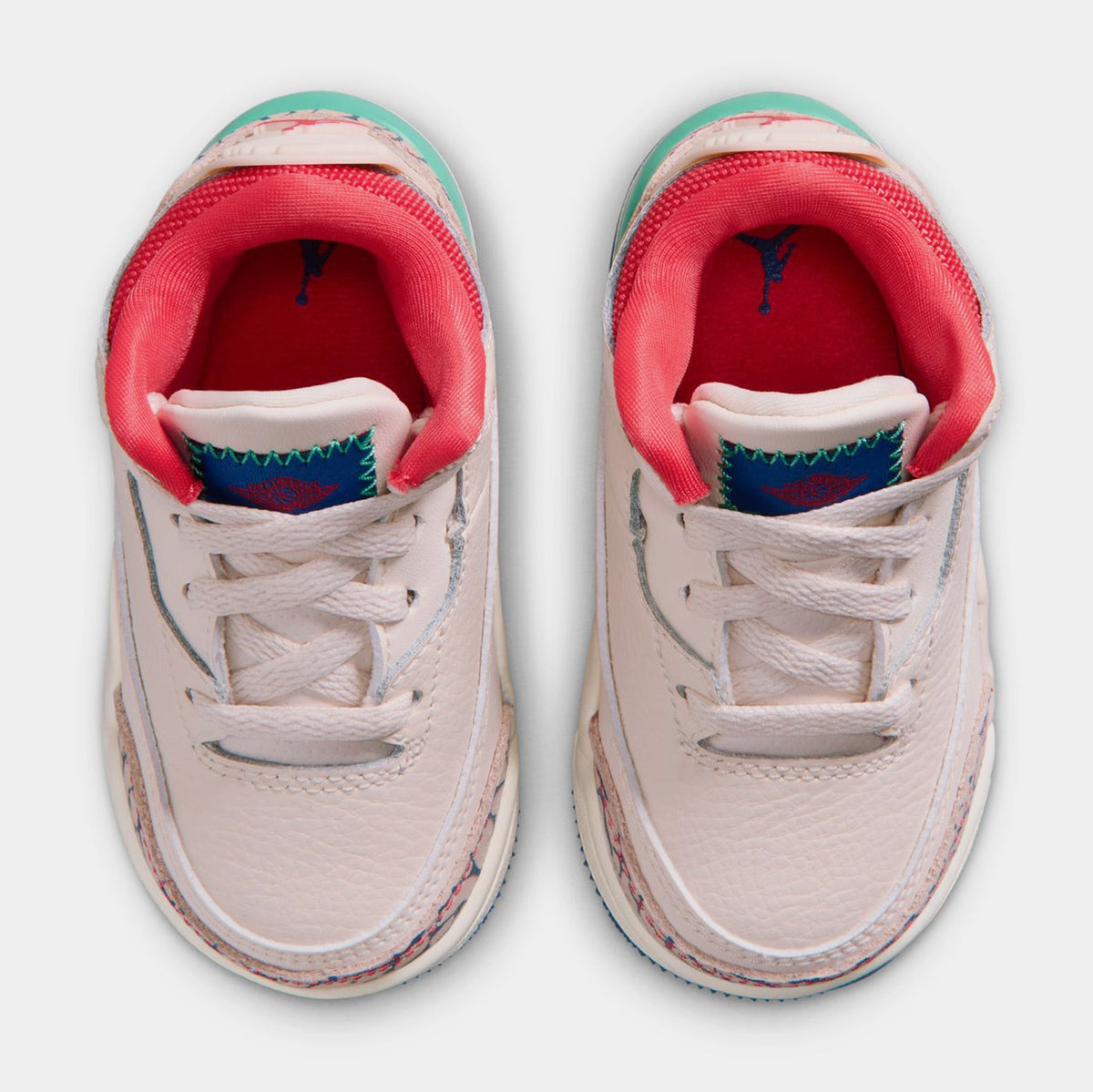 Air Jordan 3 Retro Play Your Way Infant Toddler Lifestyle Shoes (Chalk/Track Red/True Blue/Kinetic Green) Free Shipping