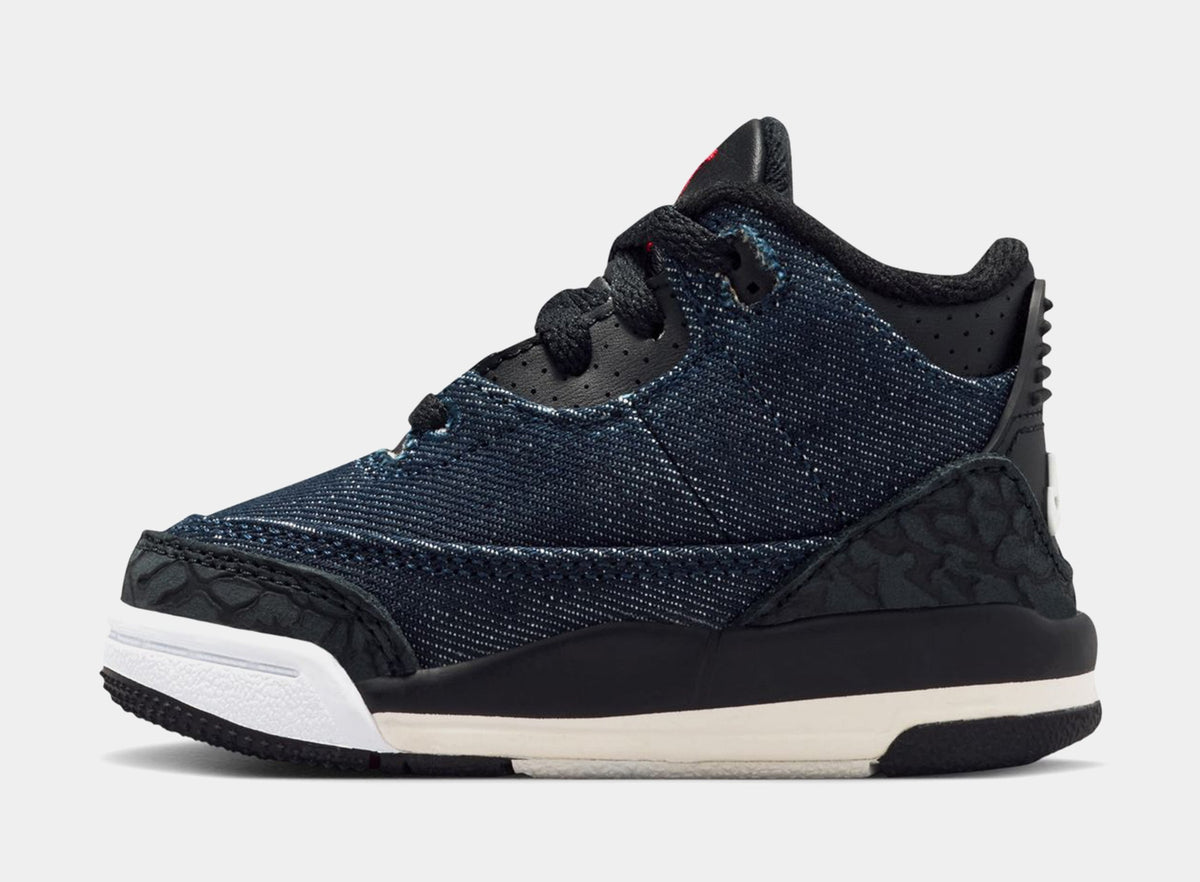 Air Jordan 3 Retro x Levi's Indigo And Gym Red Infant Toddler Lifestyle Shoes (Denim/Black/Sail)