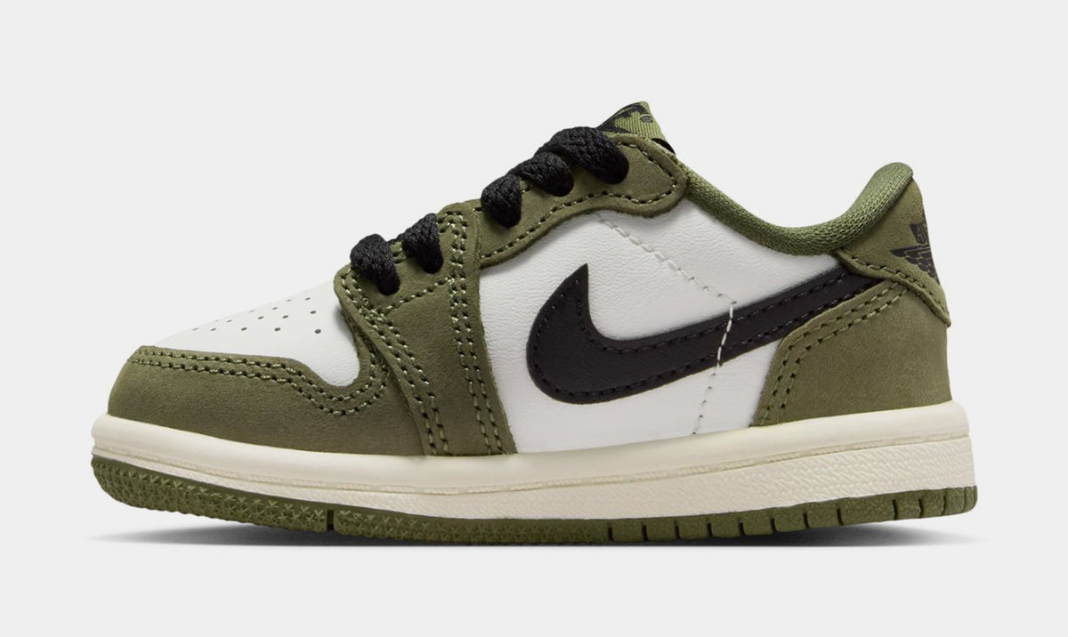 Air Jordan 1 Low OG Medium Olive And Summit White Infant Toddler Lifestyle Shoes (Medium Olive/Black/Summit White/Sail)