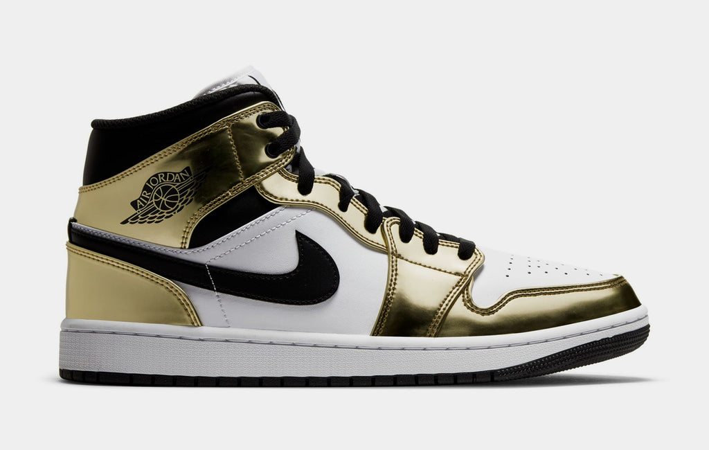 Air Jordan 1 Mid Metallic Gold Mens Lifestyle Shoes (Gold/White/Black)