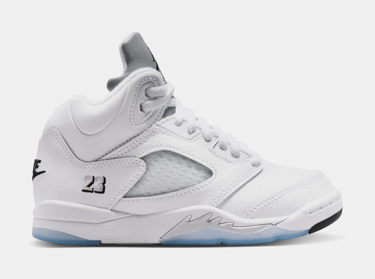 Air Jordan 5 Retro OG White Metallic Preschool Lifestyle Shoes (White/Black/Metallic Silver) Free Shipping