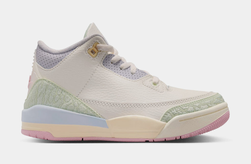 Air Jordan 3 Retro Sail and Jade Aura Preschool Lifestyle Shoes (Sail/Jade Aura/Iris Whisper)
