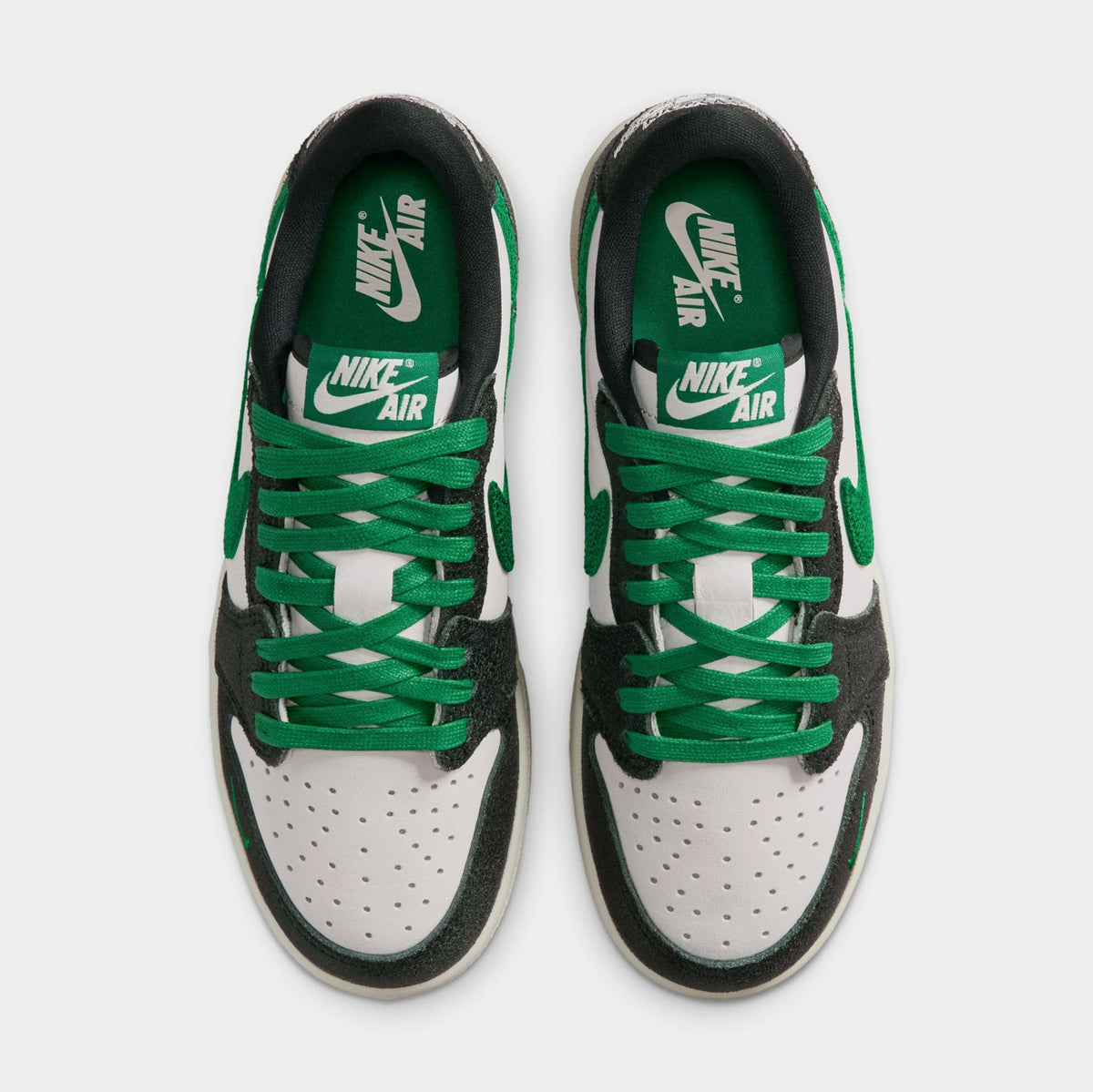 Air Jordan 1 Retro Low OG Phantom And Pine Green Grade School Lifestyle Shoes (Phantom/Pine Green/Black)