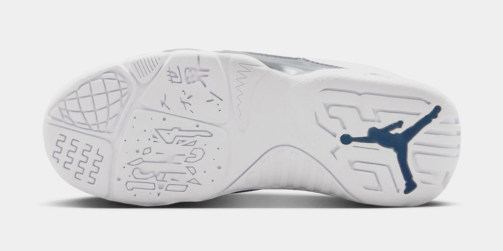 Air Jordan 9 Retro Flint Grey and French Blue Preschool Lifestyle Shoes (White/French Blue/Flint Grey)